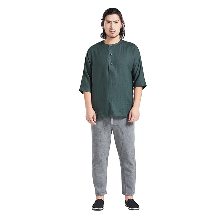 Crew Neck Hanfu Shirt | 100% Cotton - Image 4