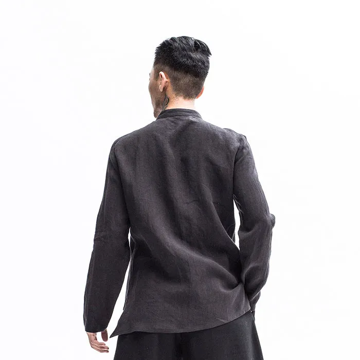 Linen shirt w/ panel-overlay - Image 6